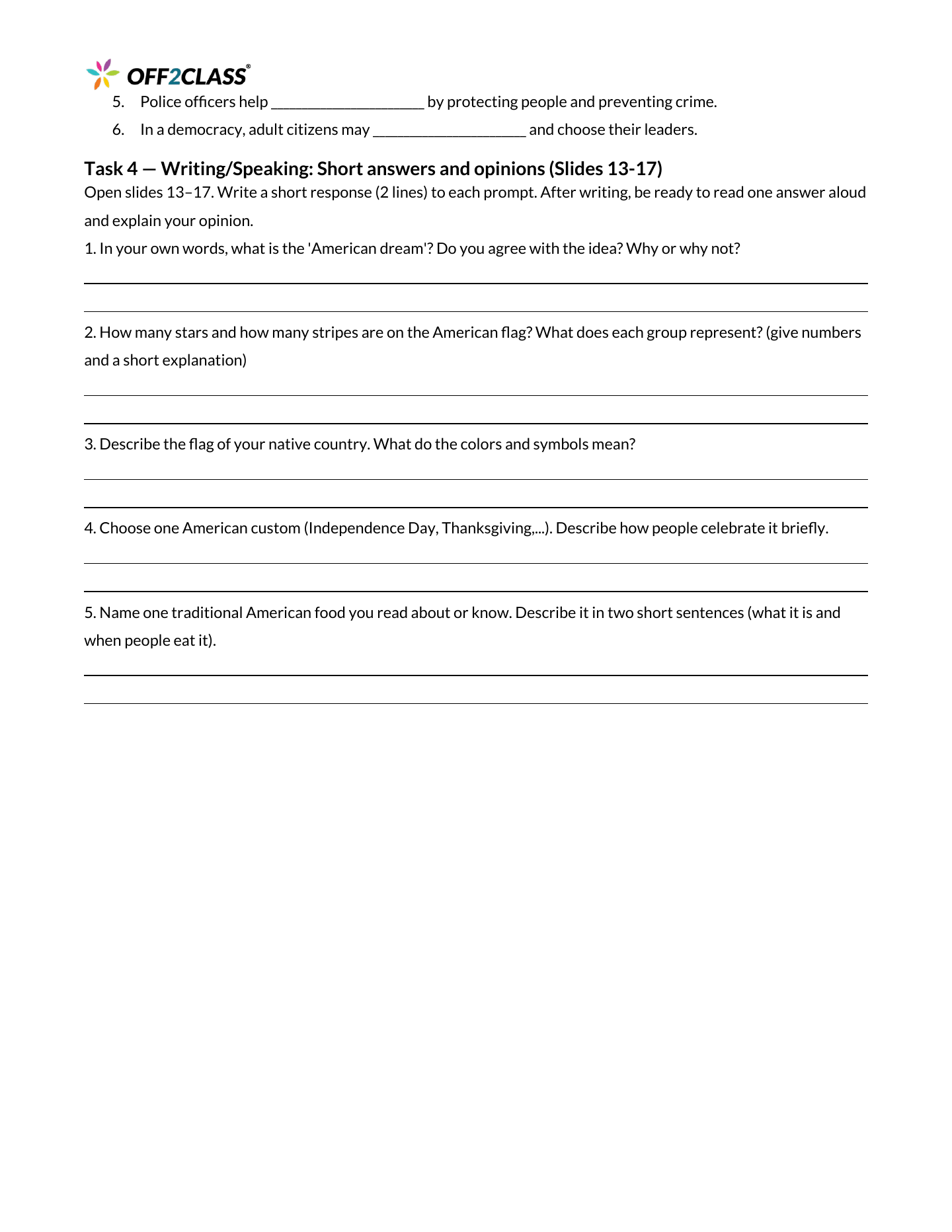 Page 2 of 3 of the What is citizenship? student handout.