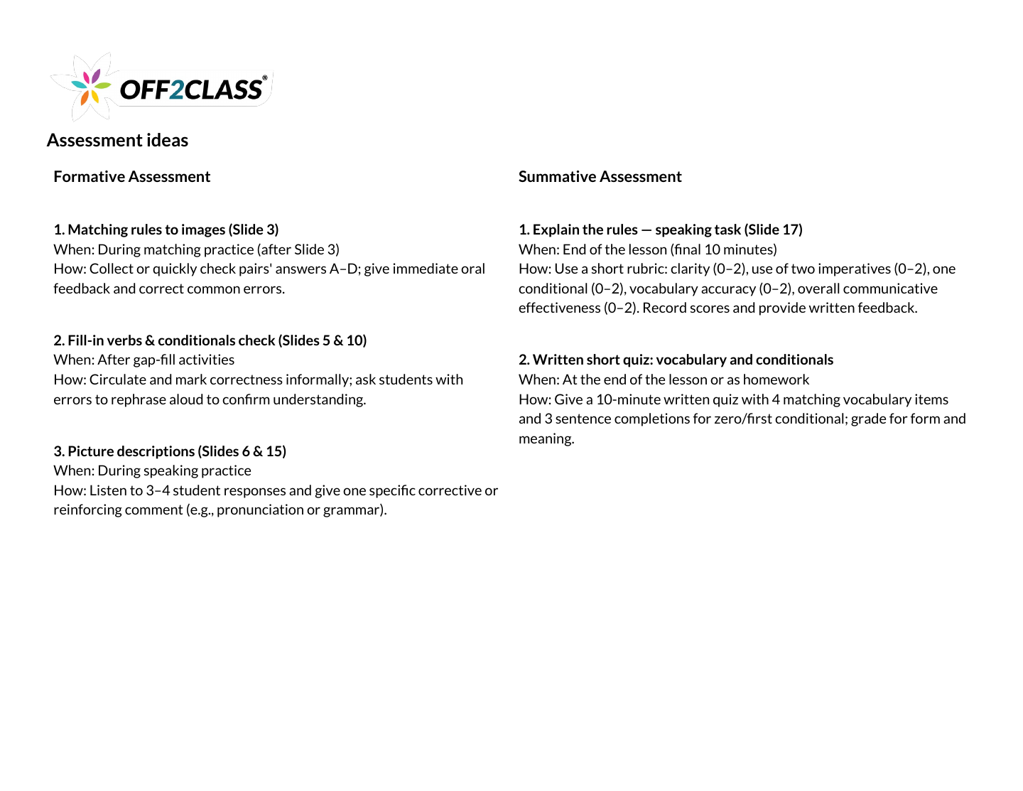 Page 7 of 7 of the School rules teacher guide.