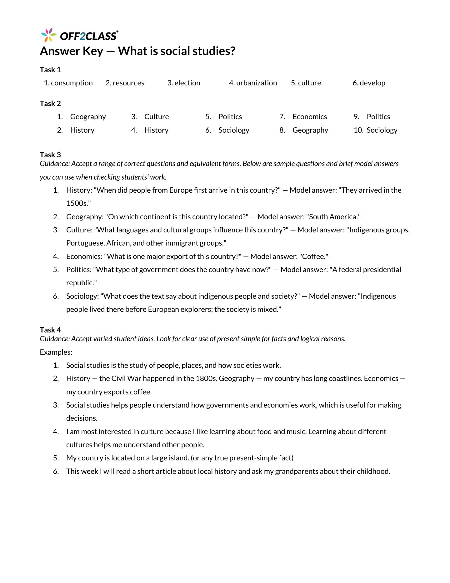 Page 3 of 3 of the What is social studies? student handout.